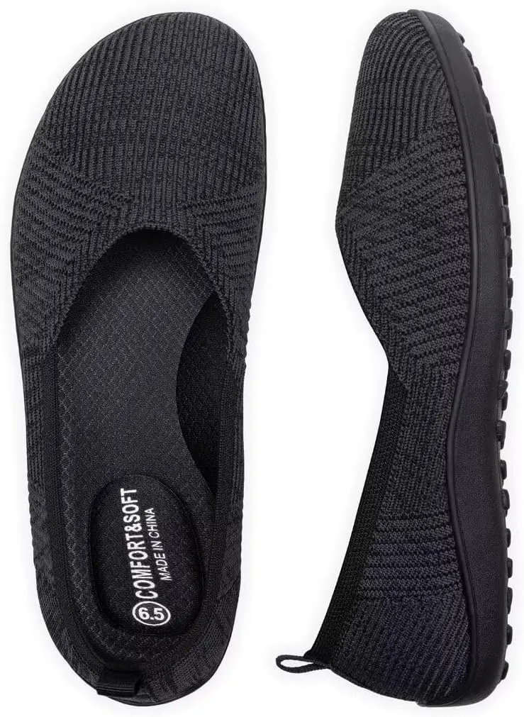 Frank Mully Womens Flat Shoes Wide Toe Box Knitted Flats Comfort Wide Width Walking Flats