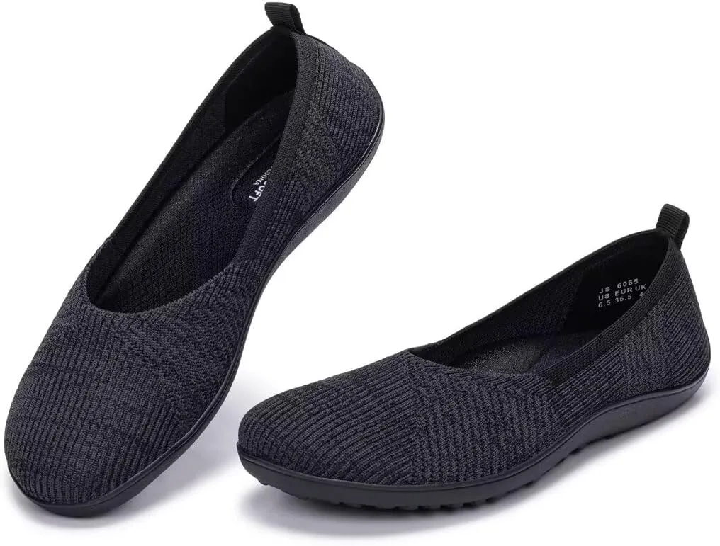 Frank Mully Womens Flat Shoes Wide Toe Box Knitted Flats Comfort Wide Width Walking Flats