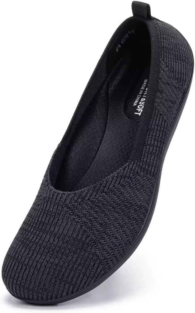Frank Mully Womens Flat Shoes Wide Toe Box Knitted Flats Comfort Wide Width Walking Flats