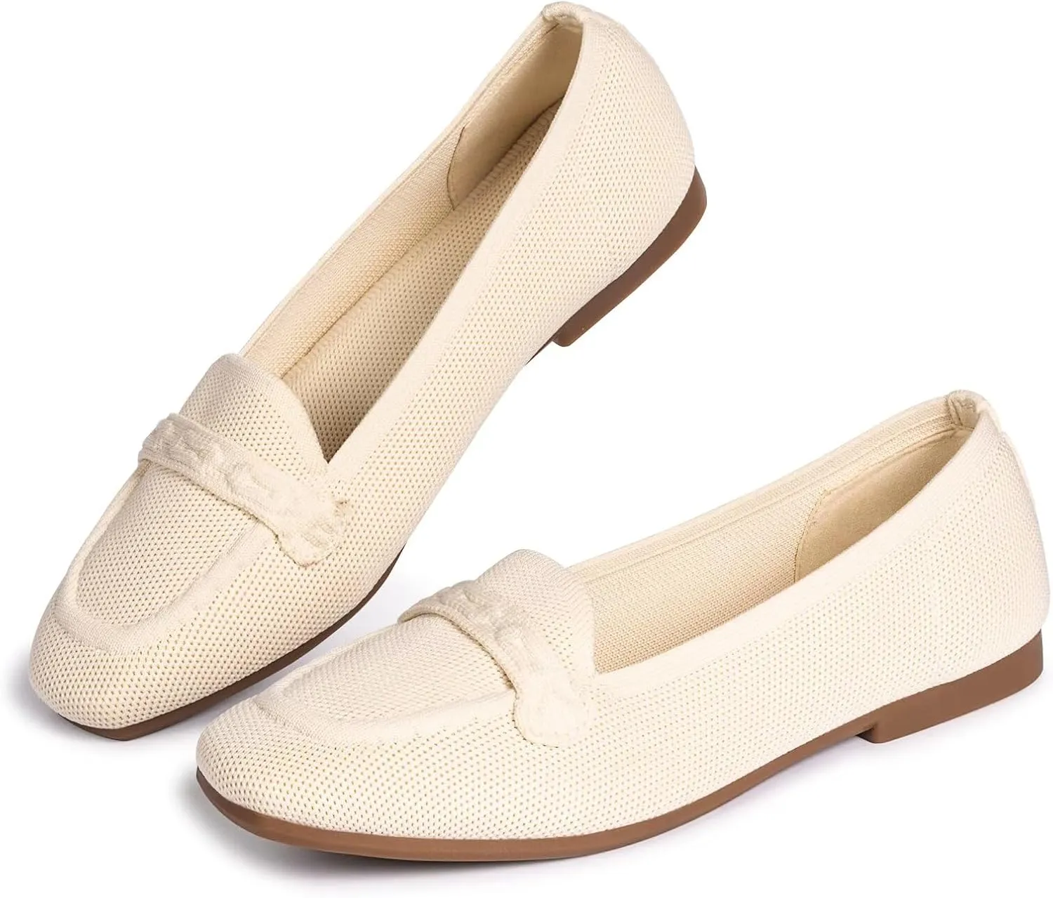Frank Mully Women's Loafer Flats Square Toe Comfortable Office Work Shoes, Cute Penny Loafer Slip On Walking Driving Shoes
