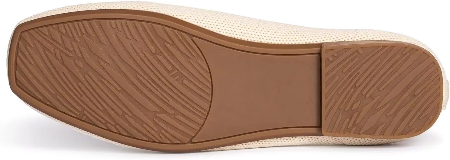 Frank Mully Women's Loafer Flats Square Toe Comfortable Office Work Shoes, Cute Penny Loafer Slip On Walking Driving Shoes