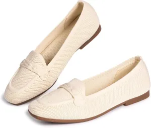 Frank Mully Women's Loafer Flats Square Toe Comfortable Office Work Shoes, Cute Penny Loafer Slip On Walking Driving Shoes