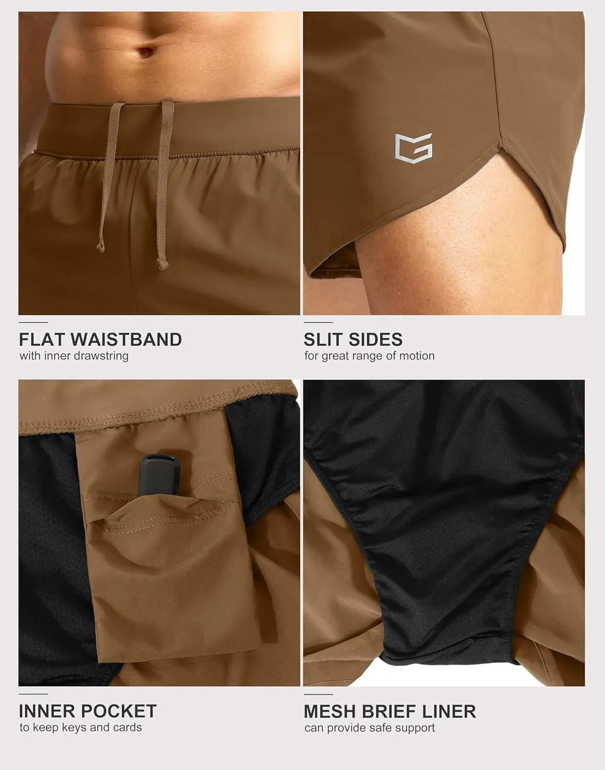 G Gradual Running Shorts for Men 3 Inch Lighweight Quick Dry Workout Gym Athletic Jogging Shorts with Inner Key Pocket