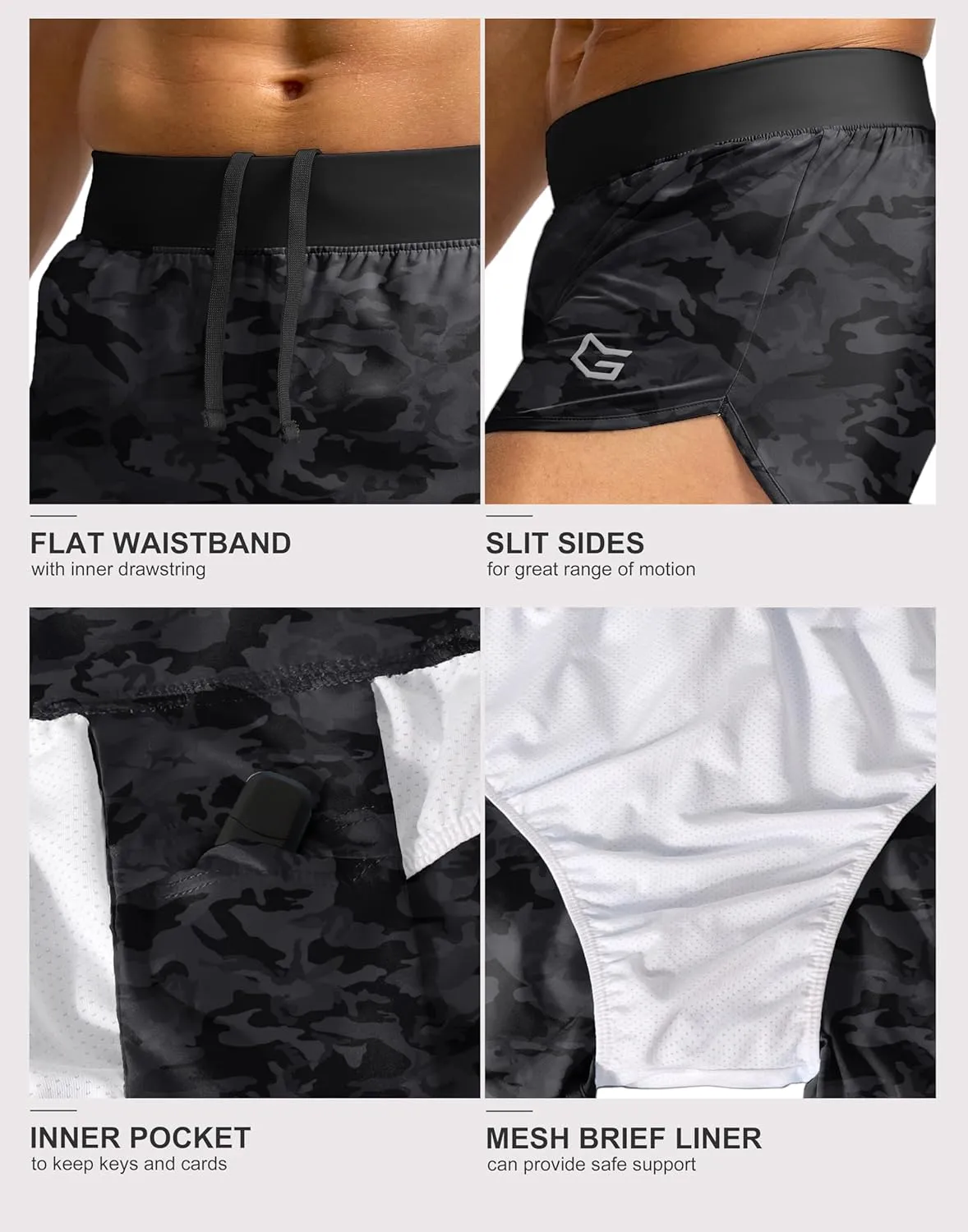 G Gradual Running Shorts for Men 3 Inch Lighweight Quick Dry Workout Gym Athletic Jogging Shorts with Inner Key Pocket