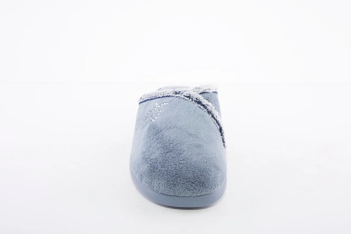 GARZON - 3305.247 FUR-TRIM MULE SLIPPERS - GREY
