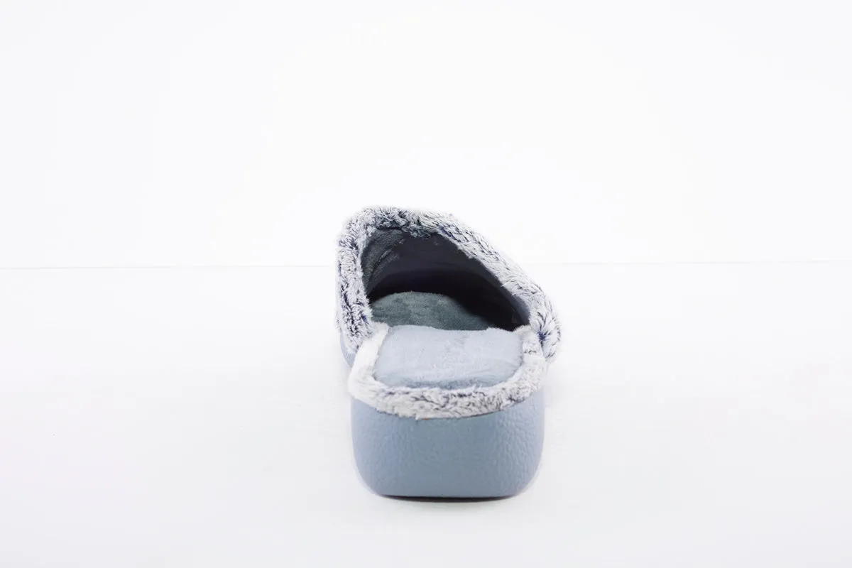GARZON - 3305.247 FUR-TRIM MULE SLIPPERS - GREY