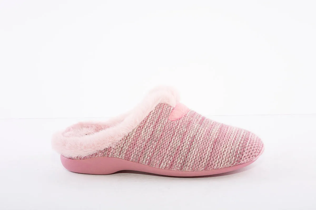 GARZON - 7400.356 FUR TRIM FLAT MULE SLIPPER - PINK