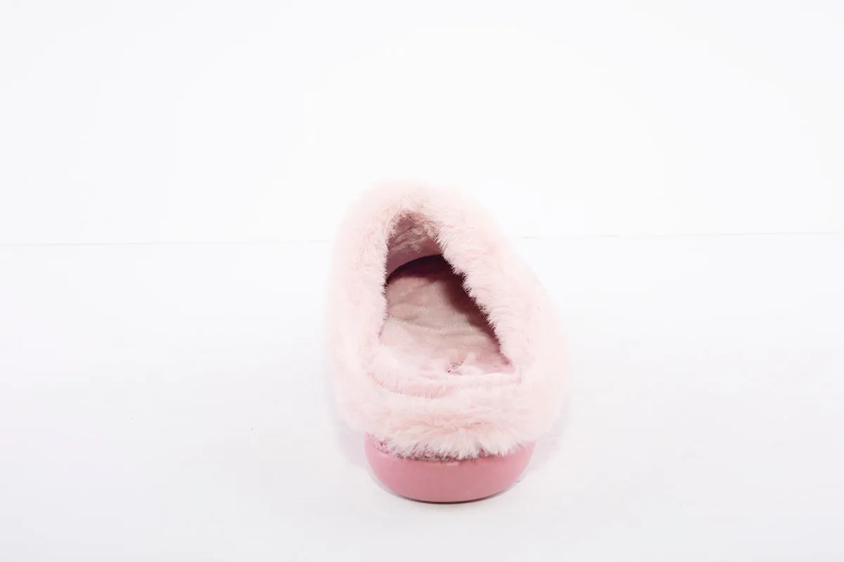 GARZON - 7400.356 FUR TRIM FLAT MULE SLIPPER - PINK
