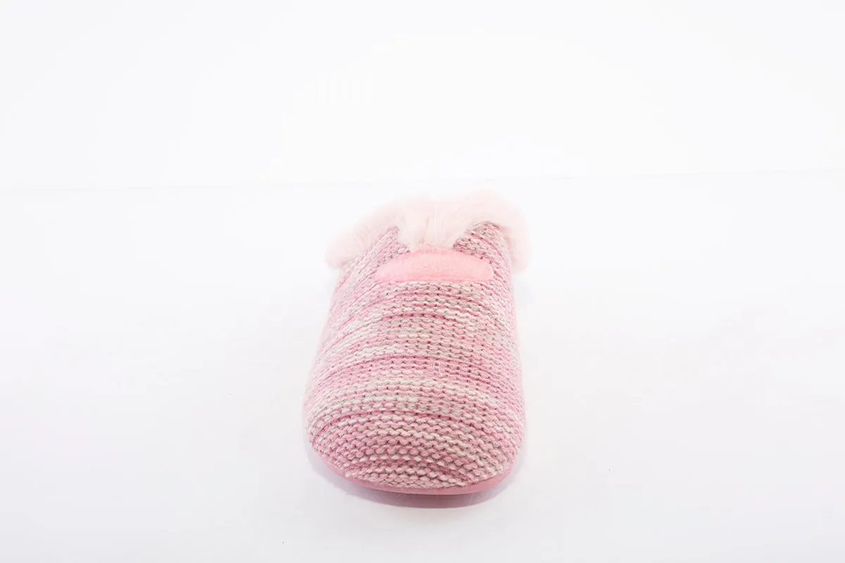 GARZON - 7400.356 FUR TRIM FLAT MULE SLIPPER - PINK