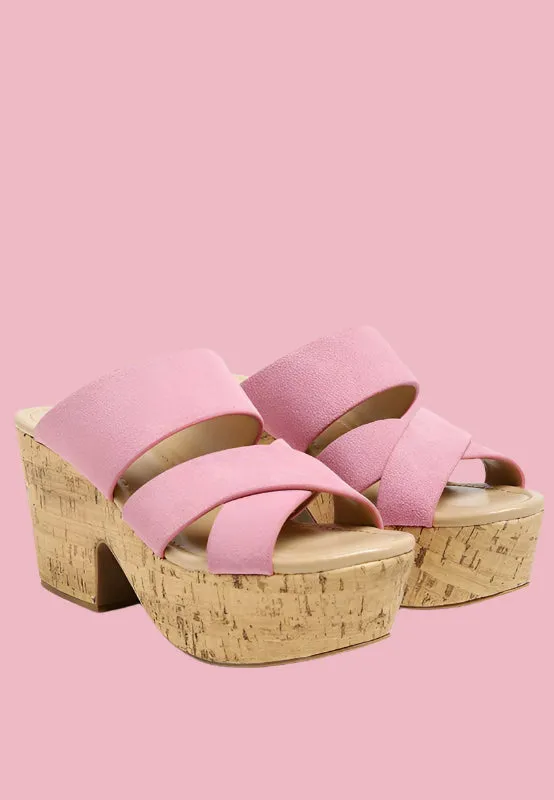 GERD BLOCK HEELED SUEDE SLIP-ON SANDAL