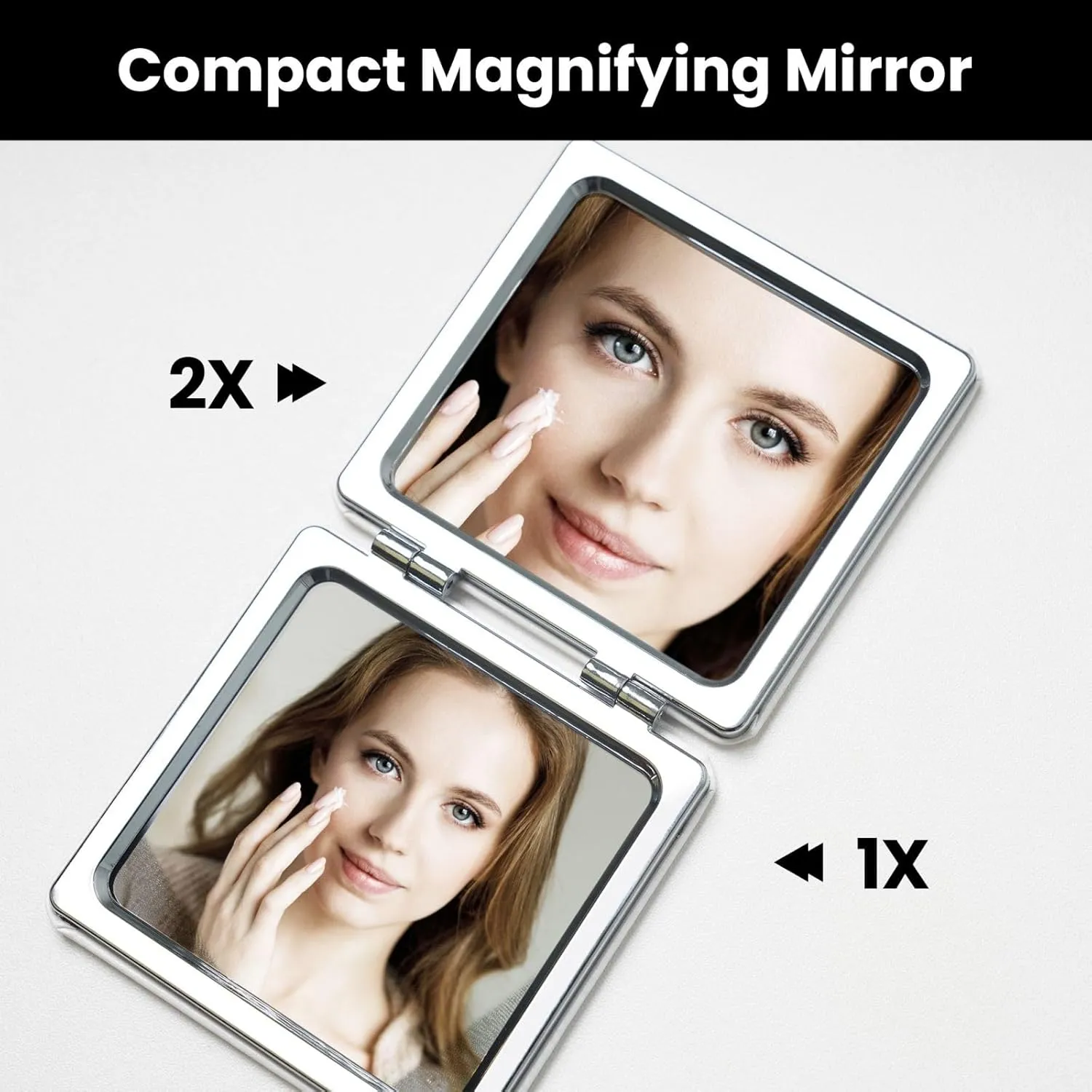 Golf Sport at Sunset Printed Square Pocket Makeup Mirror with 1X/2X Magnification, Portable Mini Travel Makeup Mirror for Travel Daily Work Beauty