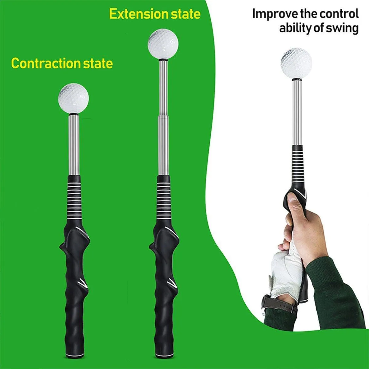 Golf Swing Training Aid Telescopic Impact Sound Stick Exercise Tool for Practice
