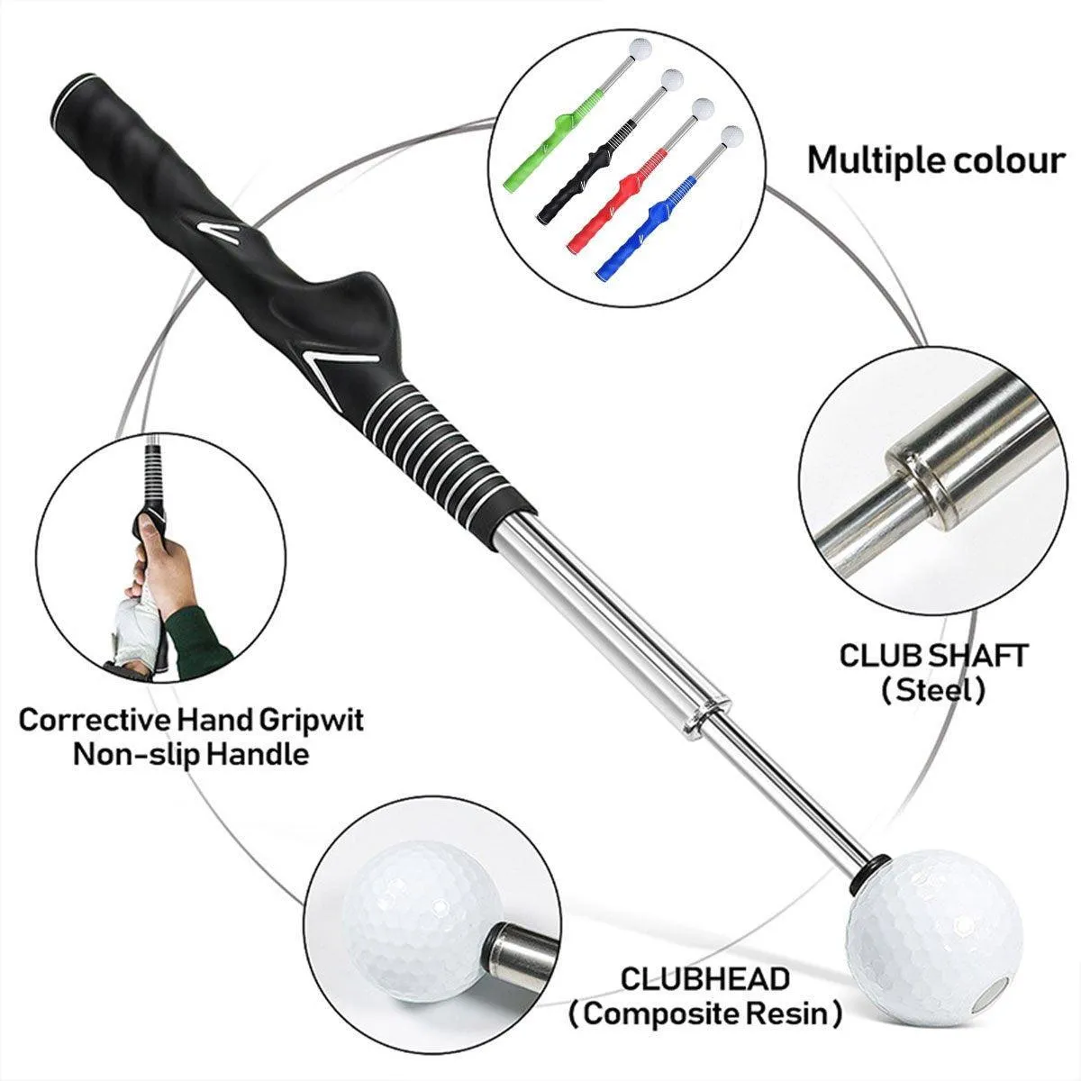 Golf Swing Training Aid Telescopic Impact Sound Stick Exercise Tool for Practice