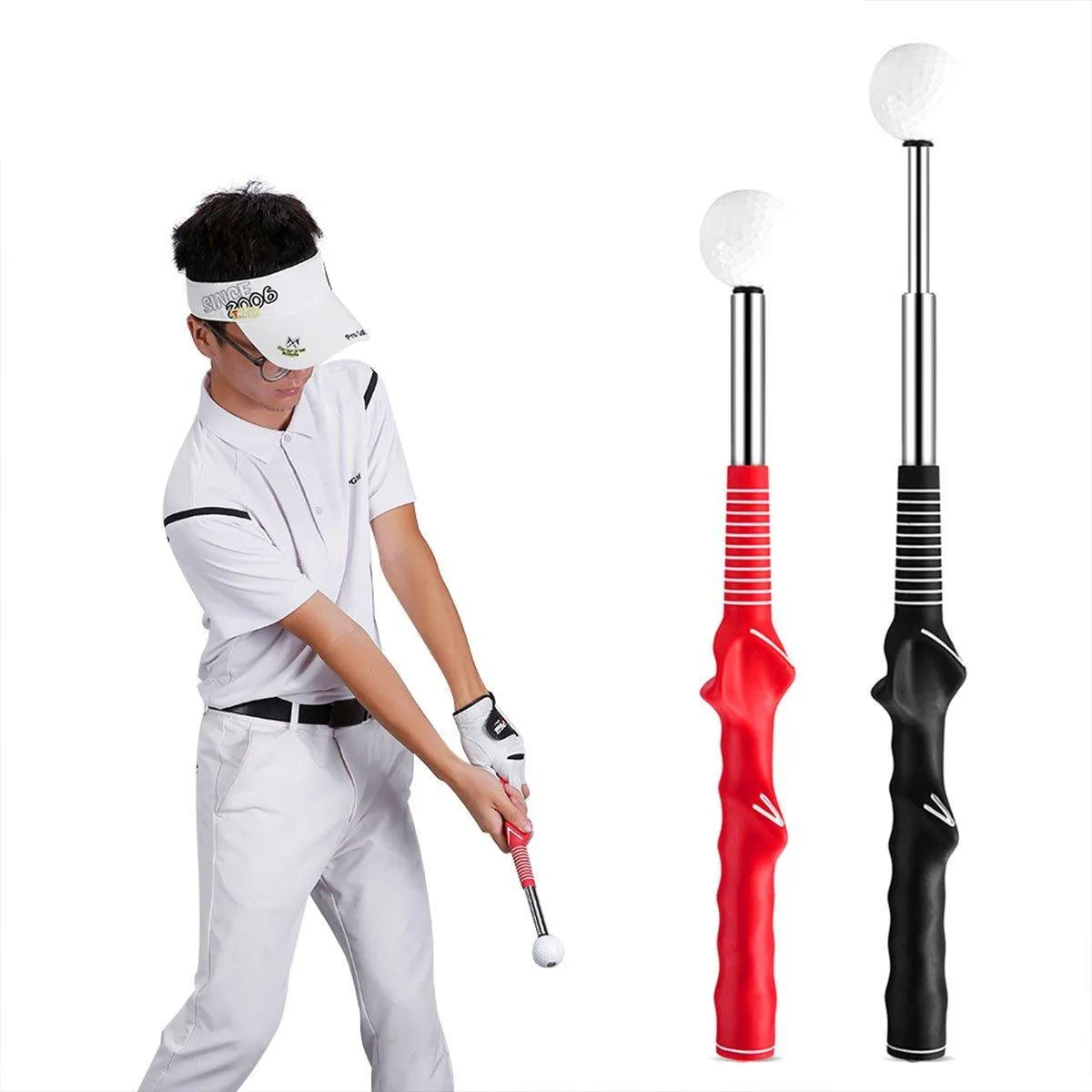 Golf Swing Training Aid Telescopic Impact Sound Stick Exercise Tool for Practice