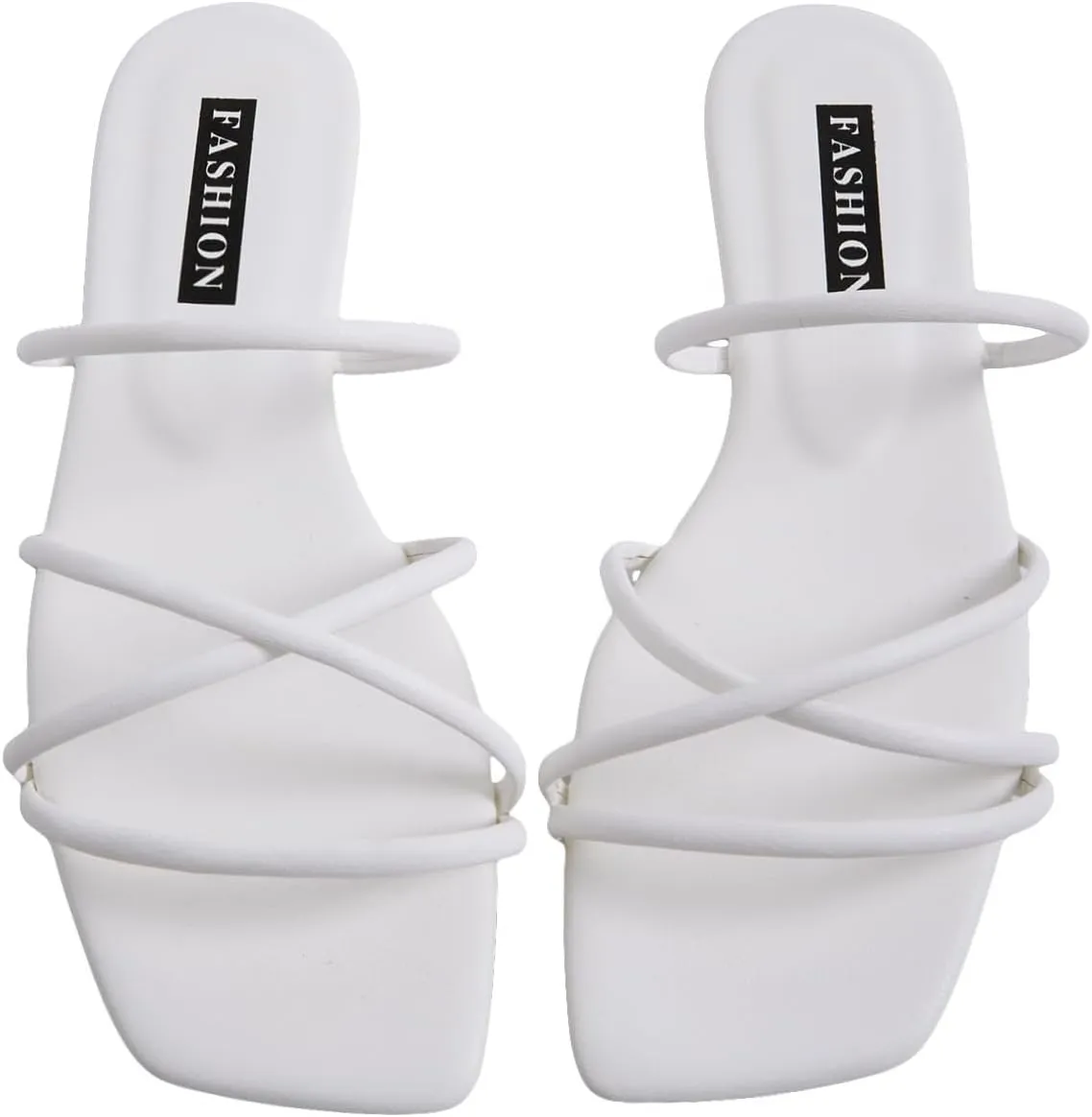 GORGLITTER PU Leather Flat Slip on Sandals Cross Strap Open Toe Summer Slide Sandals