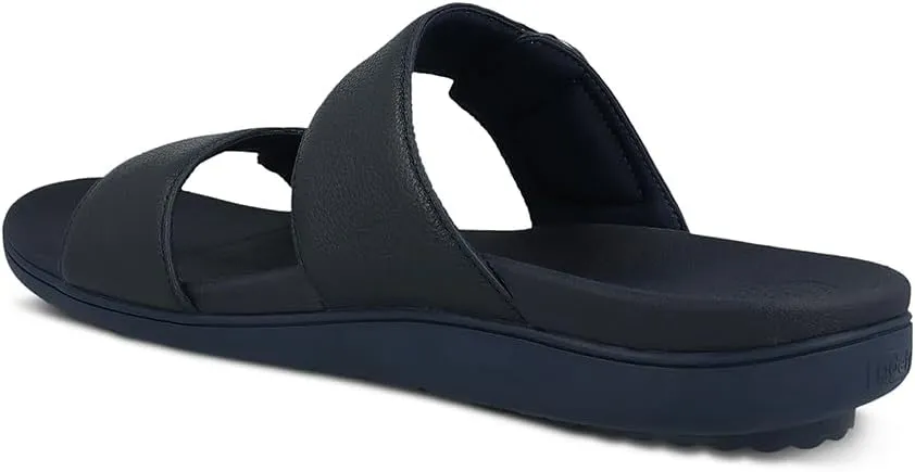 Gravity Defyer Men's GDEFY BA-LI Leather Sandal | Pain Relief | Comfort Footwear | Versoshock Proven Performance Orthotic Slides