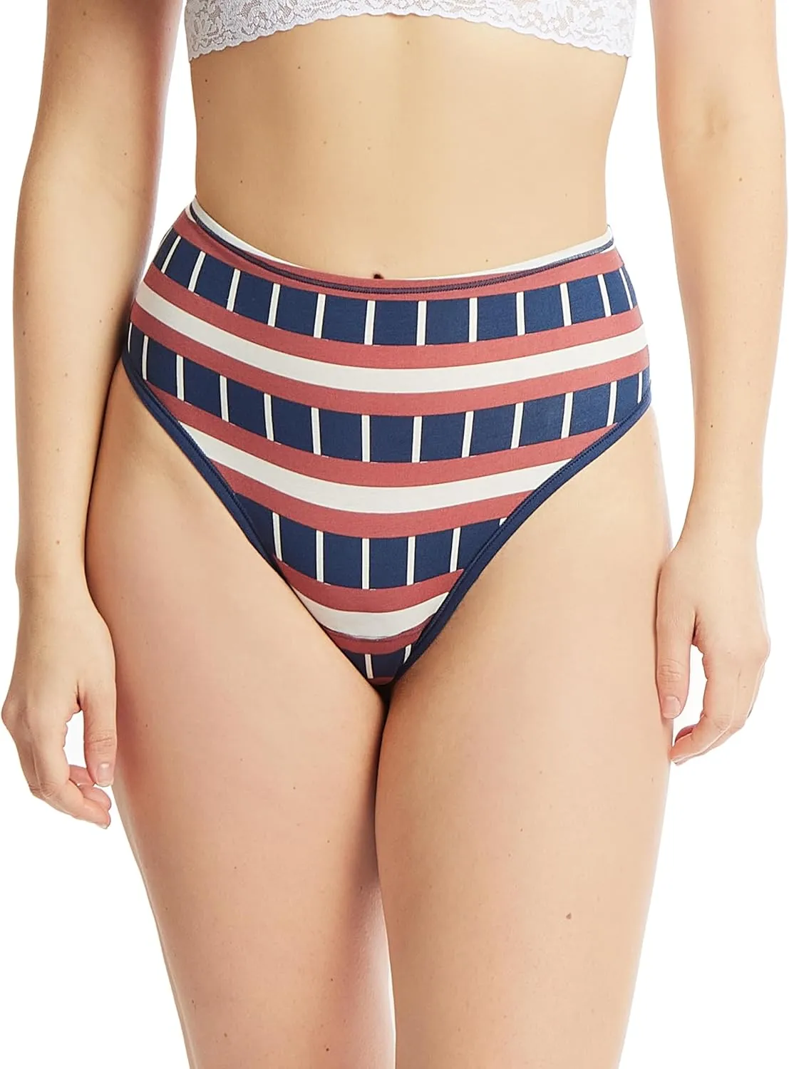 hanky panky - PlayStretch High Rise Thongs for Women | Stretch Cotton Underwear, Everyday Lingerie | Size (XS-XL) | 3 pack