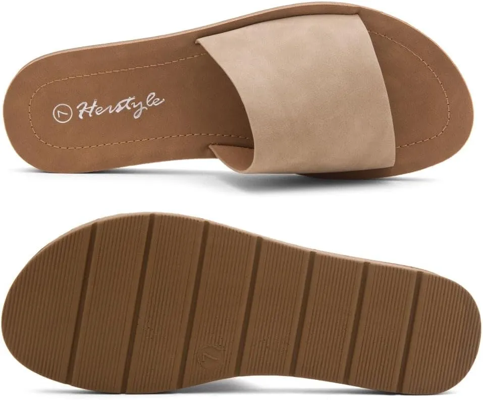 Herstyle Women’s Flat Sandals 2025 – Dressy Fashion Slides with Cushioned Footbed | Open Toe, Slip-On Lightweight Sandals for Summer, Beach & Daily Casual Wear
