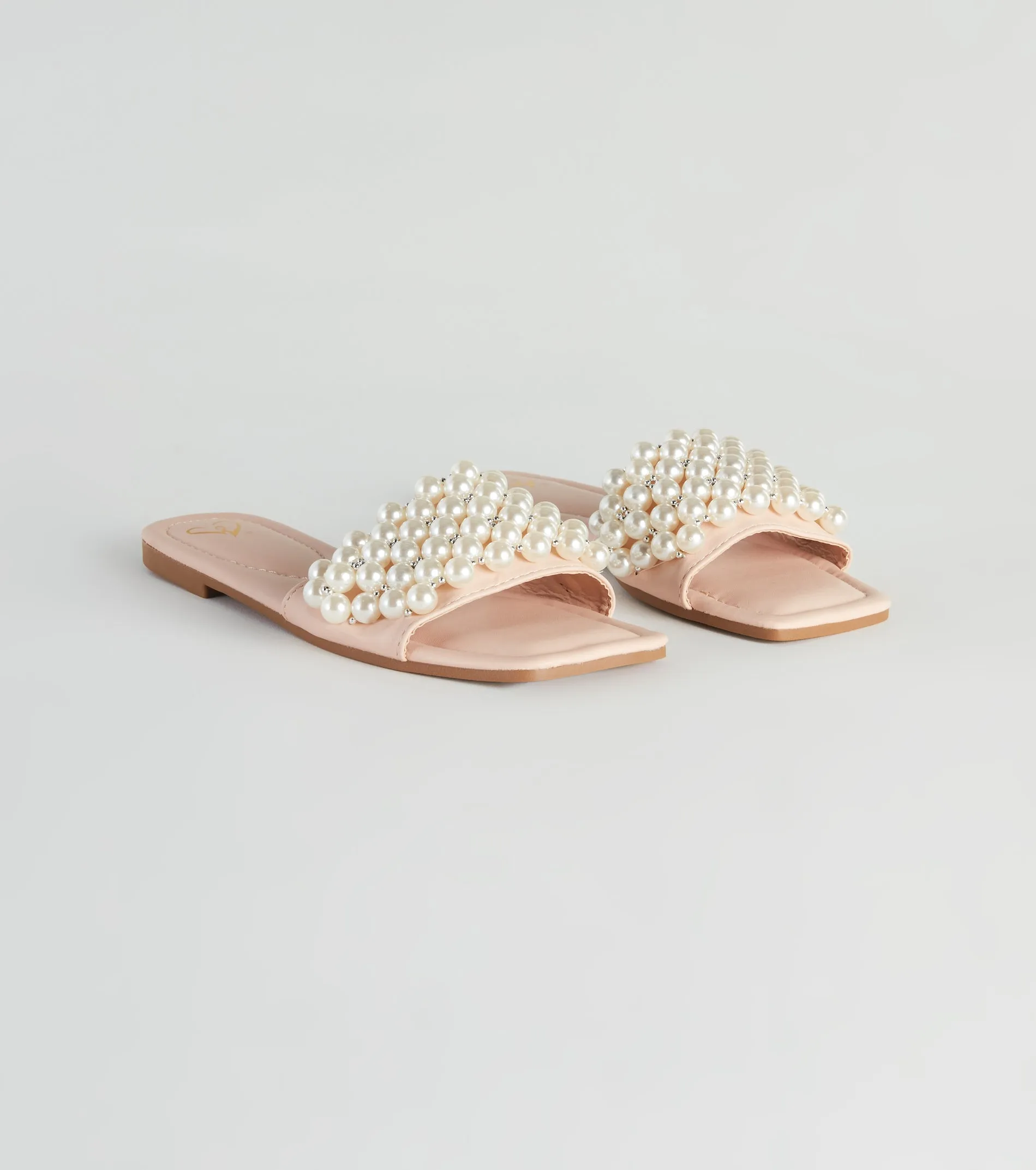 Hidden Treasure Faux Pearl Slide Sandals