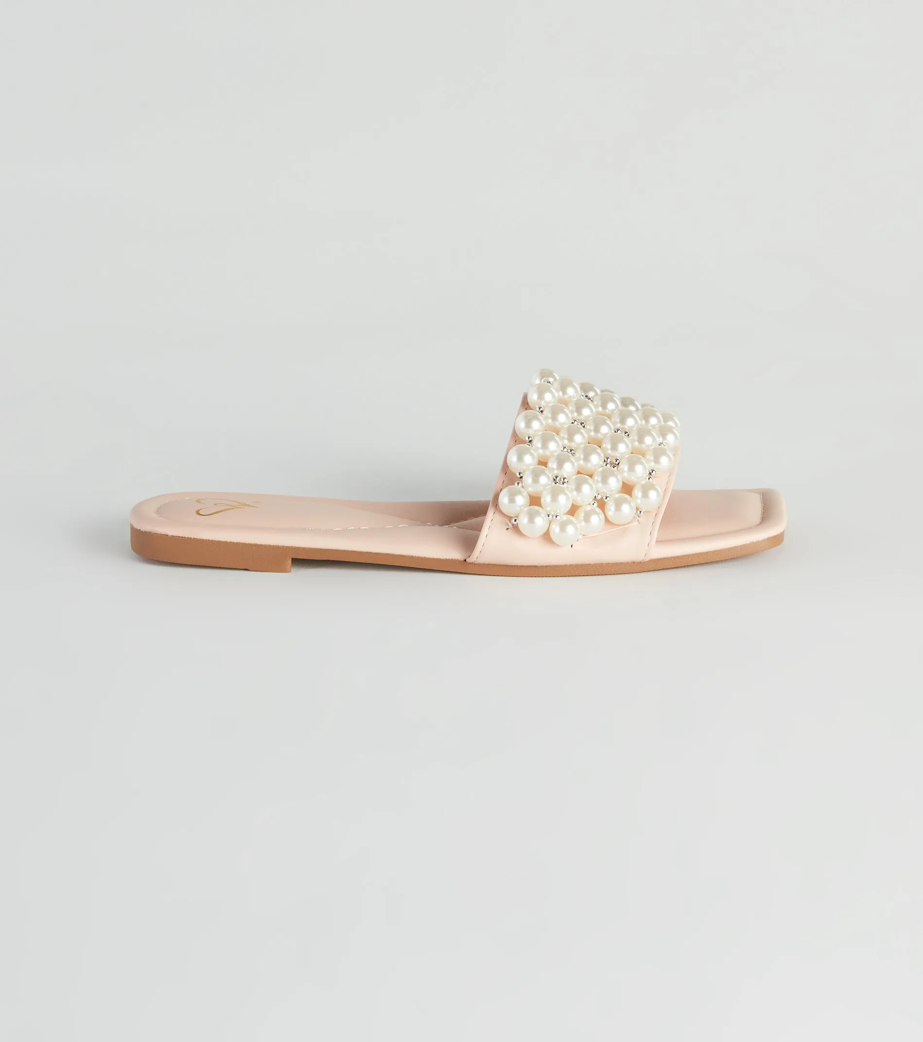 Hidden Treasure Faux Pearl Slide Sandals