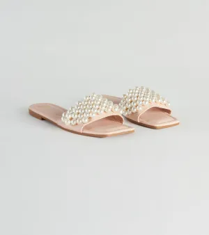 Hidden Treasure Faux Pearl Slide Sandals