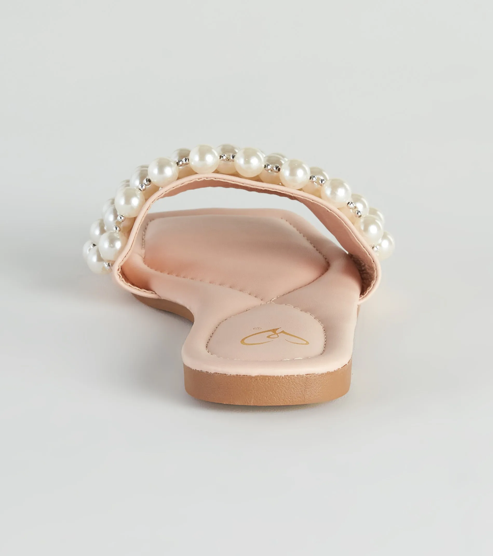 Hidden Treasure Faux Pearl Slide Sandals