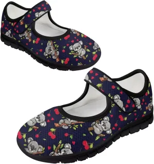 Howilath Animal Print Mary Jane Shoes Women Round Toe Dress Dance Shoes Mesh Casual Flats Shoes