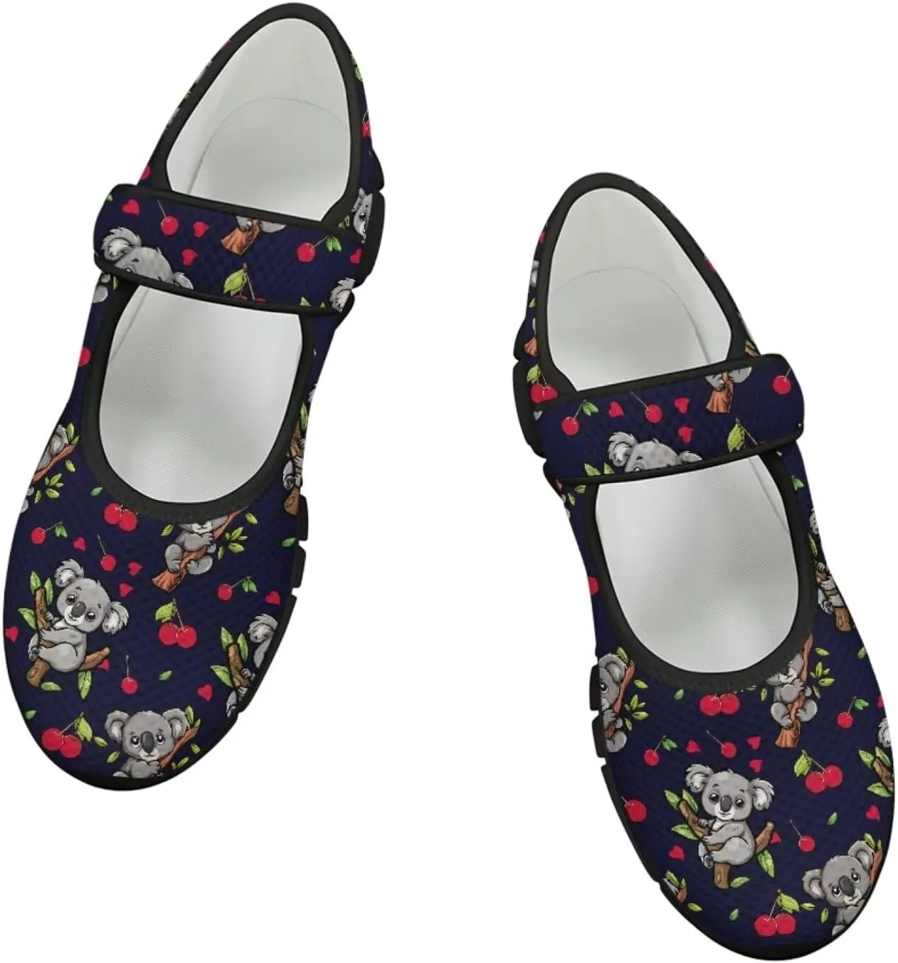 Howilath Animal Print Mary Jane Shoes Women Round Toe Dress Dance Shoes Mesh Casual Flats Shoes
