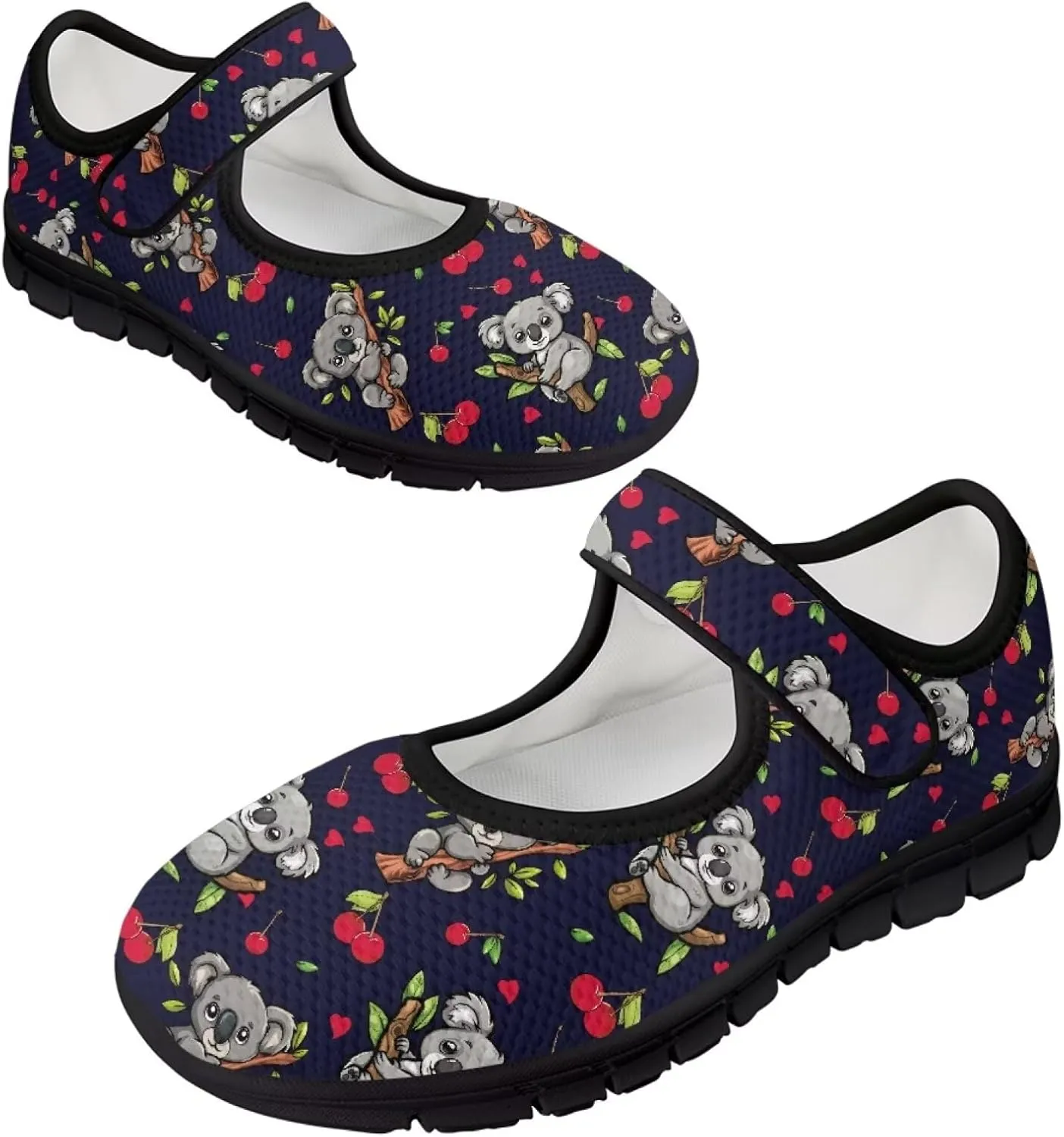 Howilath Animal Print Mary Jane Shoes Women Round Toe Dress Dance Shoes Mesh Casual Flats Shoes