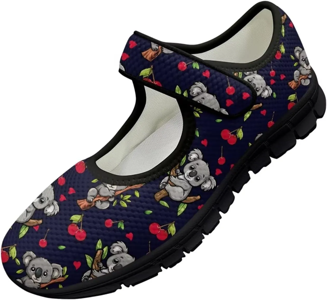 Howilath Animal Print Mary Jane Shoes Women Round Toe Dress Dance Shoes Mesh Casual Flats Shoes