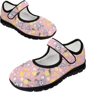 Howilath Animal Print Mary Jane Shoes Women Round Toe Dress Dance Shoes Mesh Casual Flats Shoes
