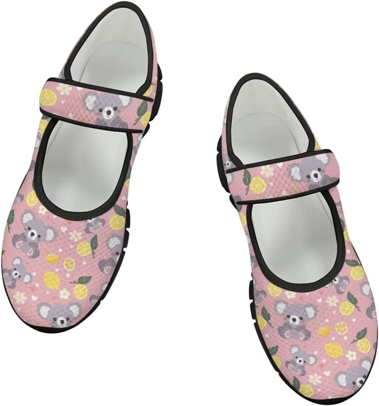Howilath Animal Print Mary Jane Shoes Women Round Toe Dress Dance Shoes Mesh Casual Flats Shoes