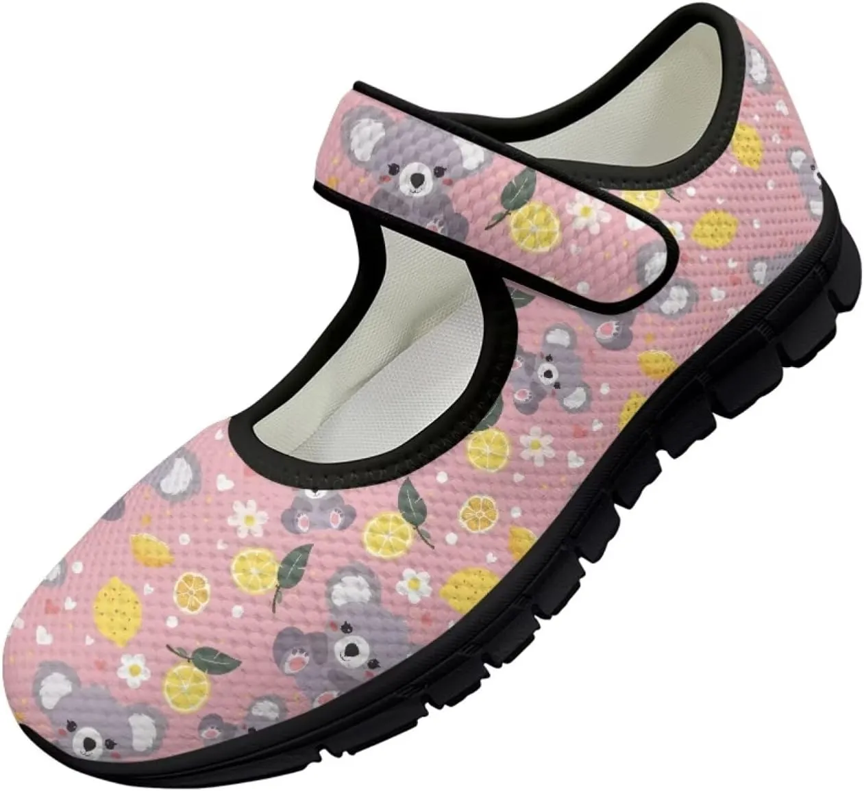 Howilath Animal Print Mary Jane Shoes Women Round Toe Dress Dance Shoes Mesh Casual Flats Shoes