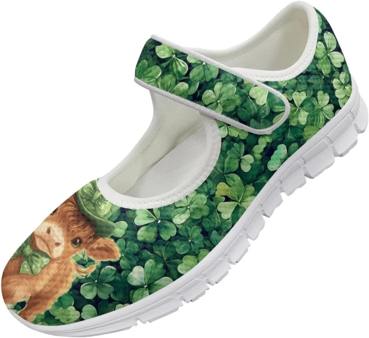 Howilath St. Patrick's Day Womens Dress Shoes Mary Jane Shoes Mesh Casual Flats Shoes Ballerina Shoes with Magic Sticke