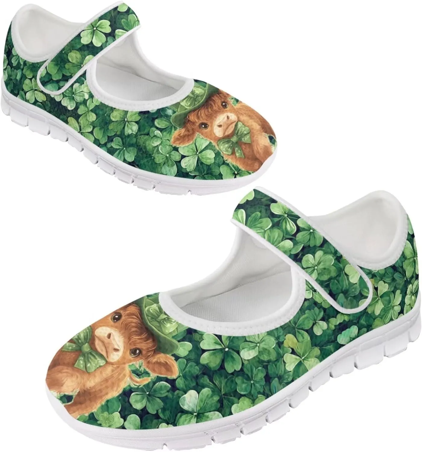 Howilath St. Patrick's Day Womens Dress Shoes Mary Jane Shoes Mesh Casual Flats Shoes Ballerina Shoes with Magic Sticke