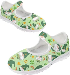 Howilath St. Patrick's Day Womens Dress Shoes Mary Jane Shoes Mesh Casual Flats Shoes Ballerina Shoes with Magic Sticke