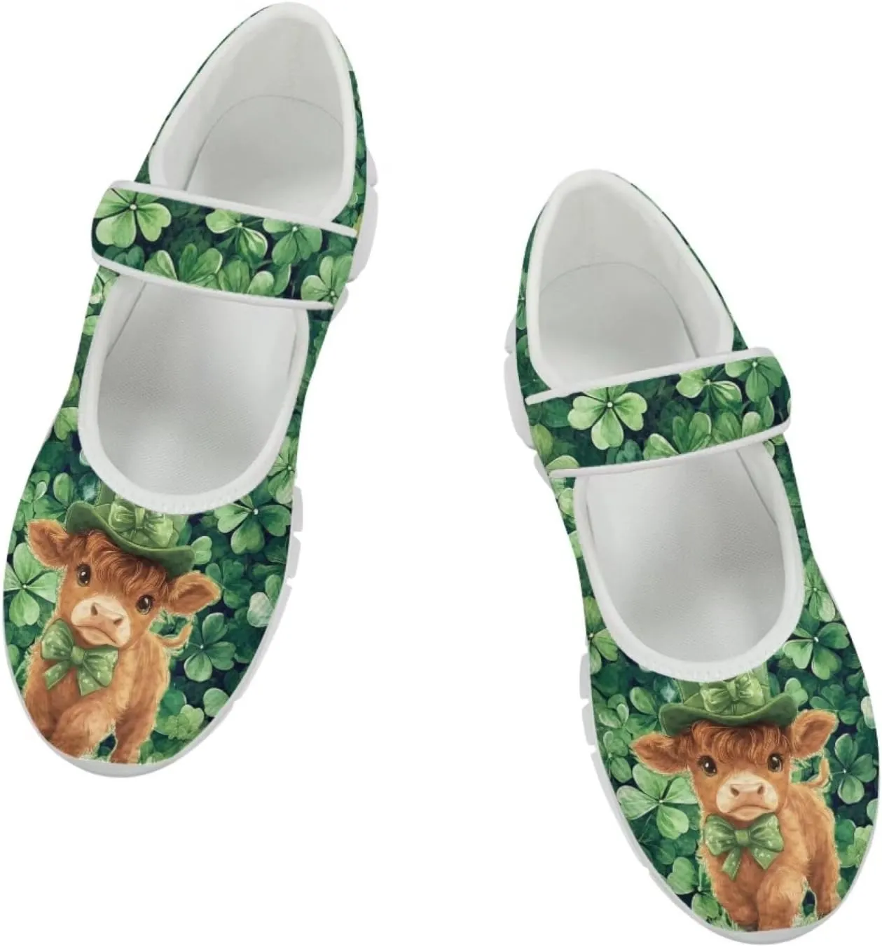 Howilath St. Patrick's Day Womens Dress Shoes Mary Jane Shoes Mesh Casual Flats Shoes Ballerina Shoes with Magic Sticke