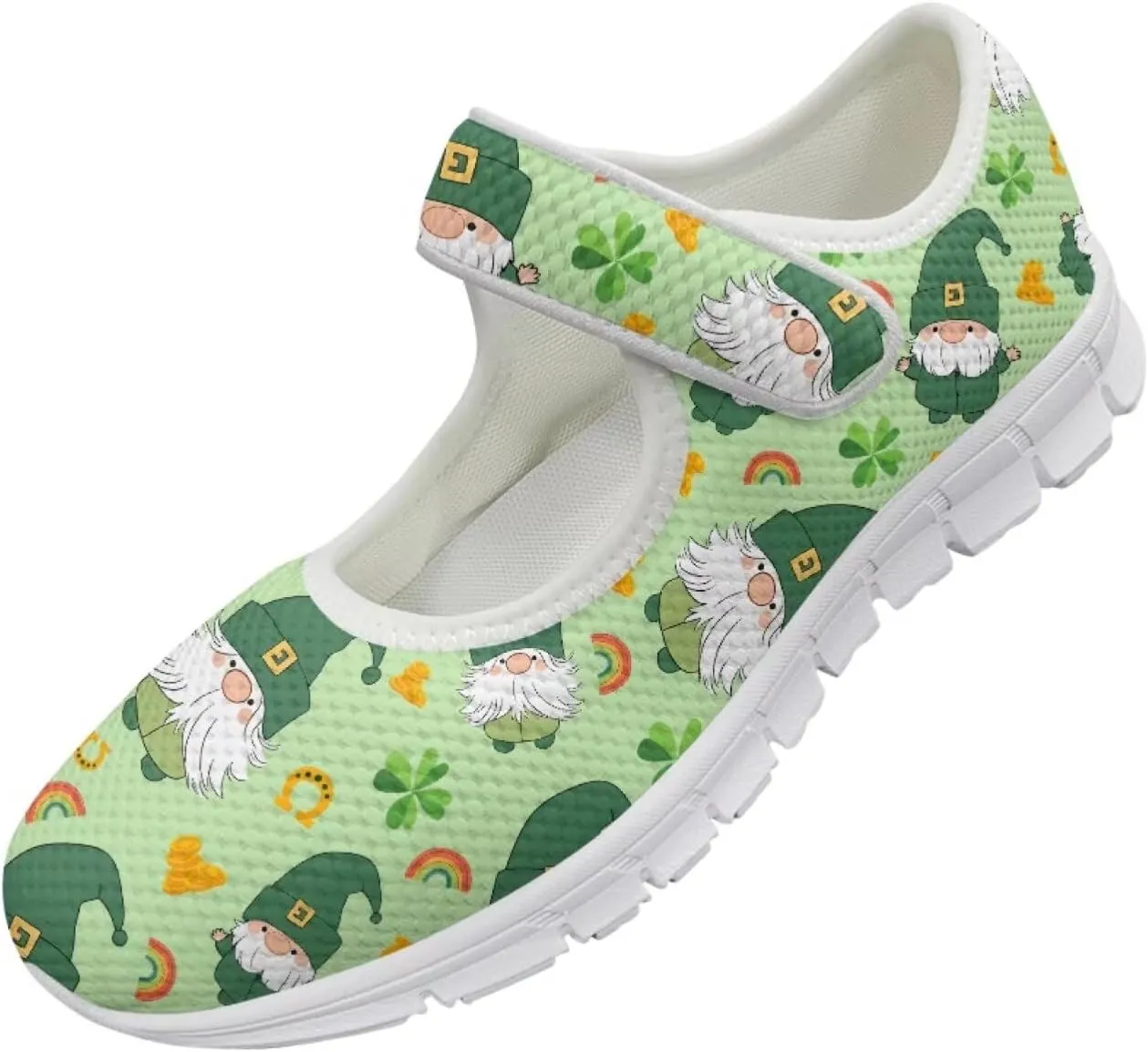 Howilath St. Patrick's Day Womens Dress Shoes Mary Jane Shoes Mesh Casual Flats Shoes Ballerina Shoes with Magic Sticke