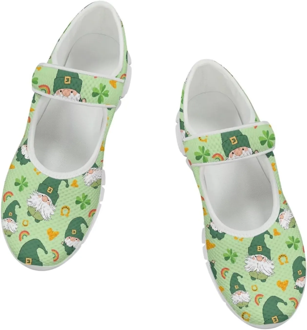 Howilath St. Patrick's Day Womens Dress Shoes Mary Jane Shoes Mesh Casual Flats Shoes Ballerina Shoes with Magic Sticke