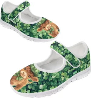 Howilath St. Patrick's Day Womens Dress Shoes Mary Jane Shoes Mesh Casual Flats Shoes Ballerina Shoes with Magic Sticke