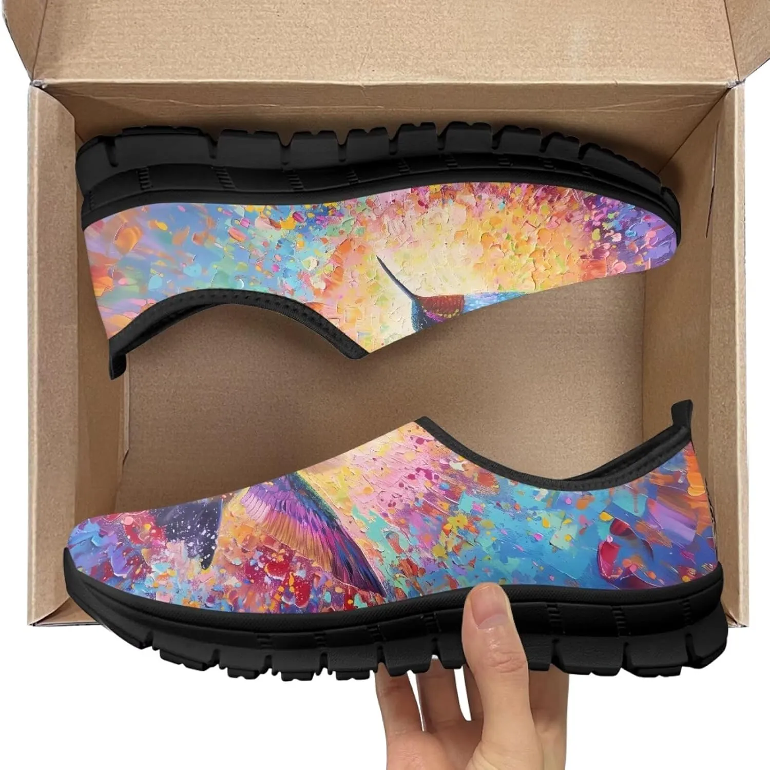Hummingbird Work Shoes for Women Walking Loafer Flat Wide Toe Running Athletic Hiking Sneakers