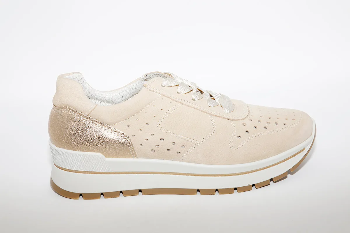 IMAC - LACED FLATFORM TRAINER - BEIGE