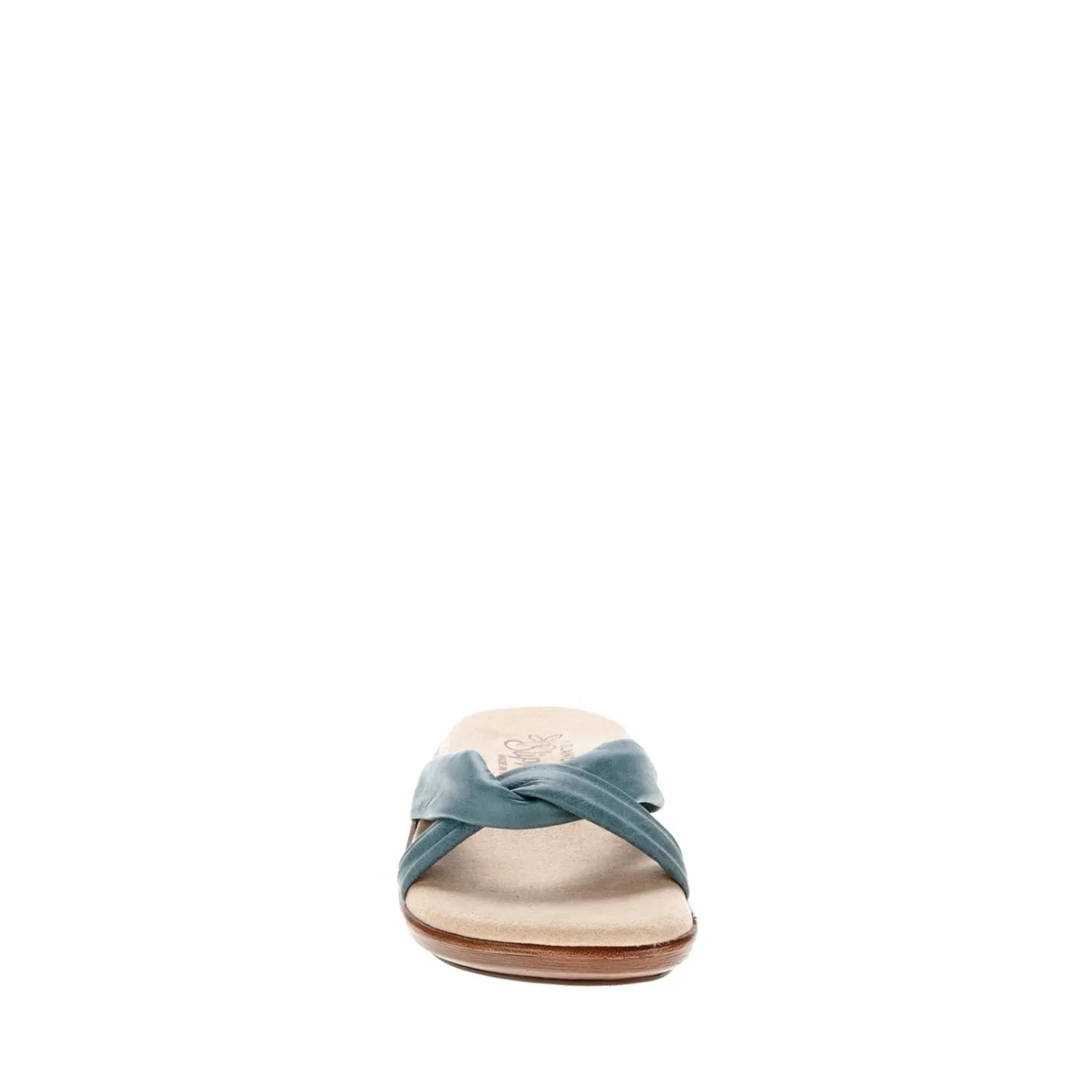 Island Slipper Women's Leather Slide Flat Sandal DTLANA - Made in Hawaii (DTLANA-AQUA-8)