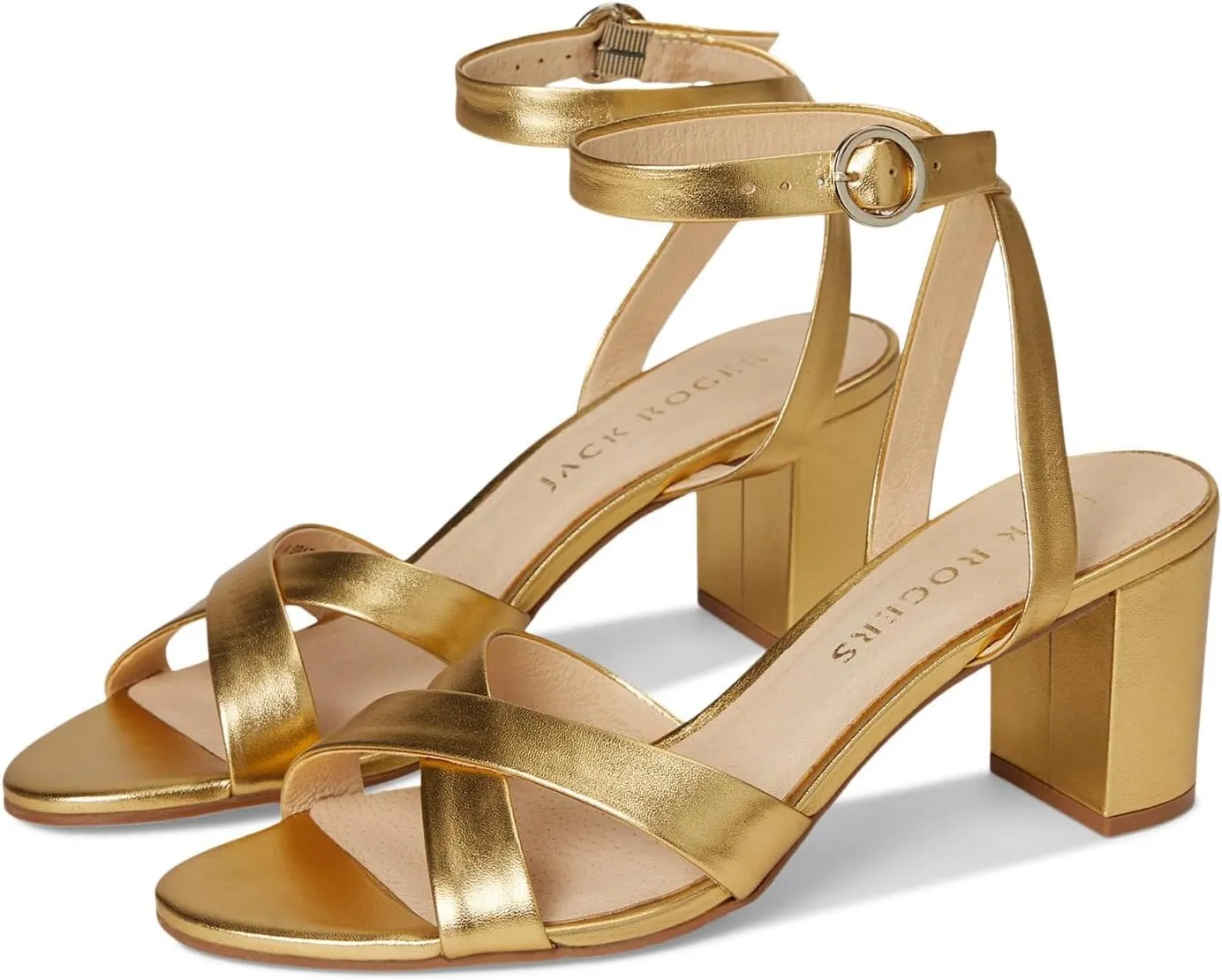 Jack Rogers Women's Peri Mid Heel-Metallic Nappa Heeled Sandal