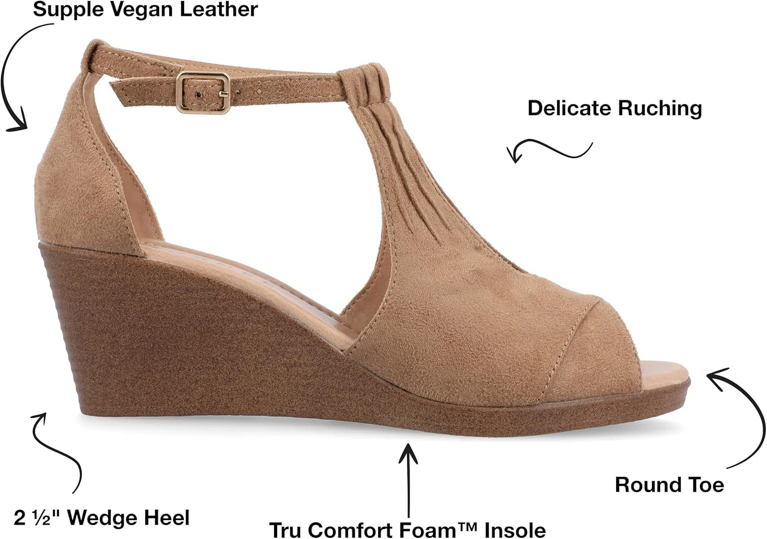 Journee Women's Stacked Wedge Heeled Sandal