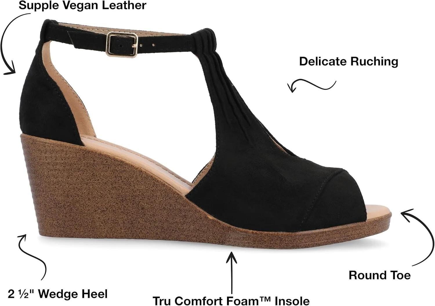 Journee Women's Stacked Wedge Heeled Sandal