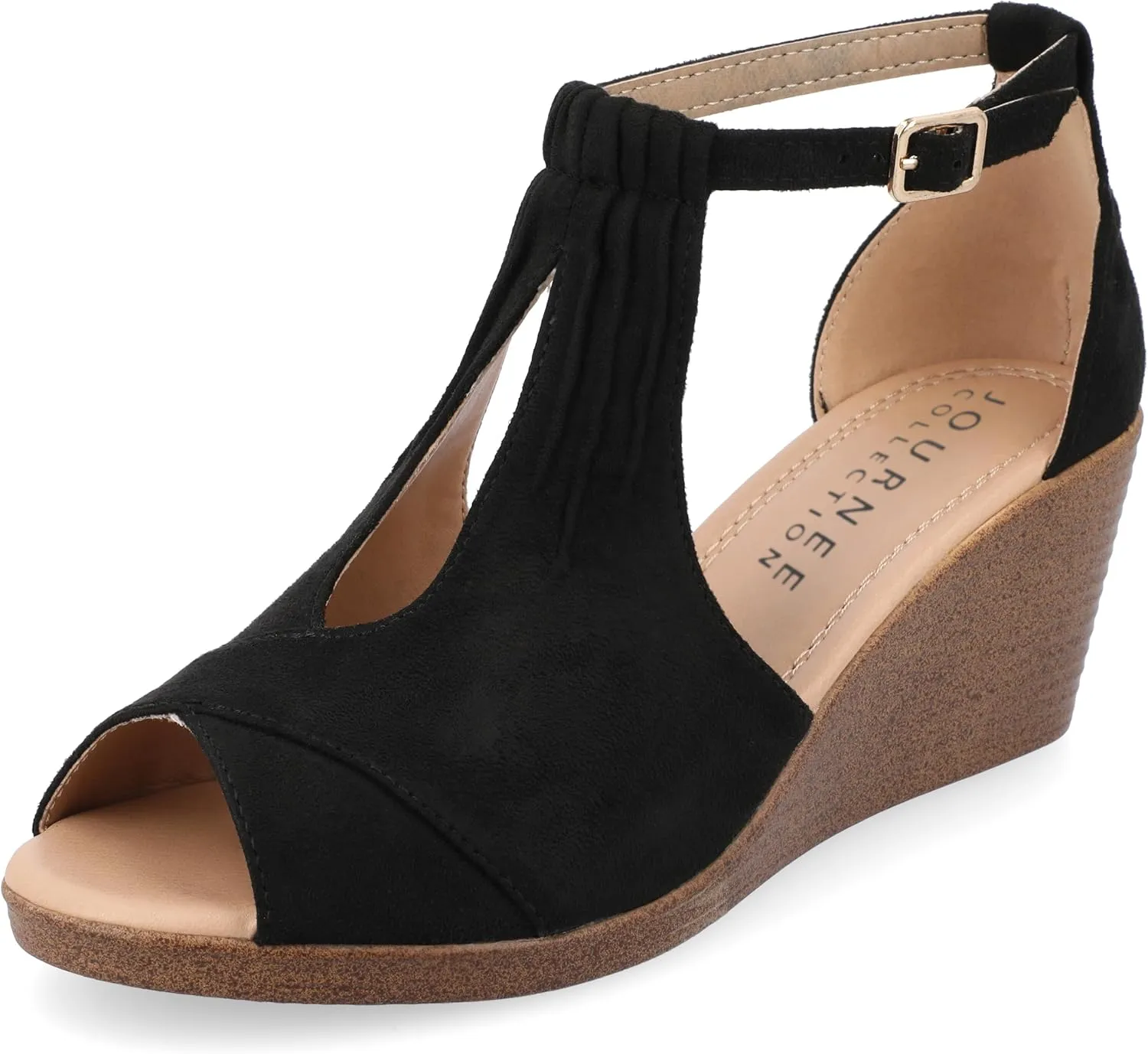 Journee Women's Stacked Wedge Heeled Sandal