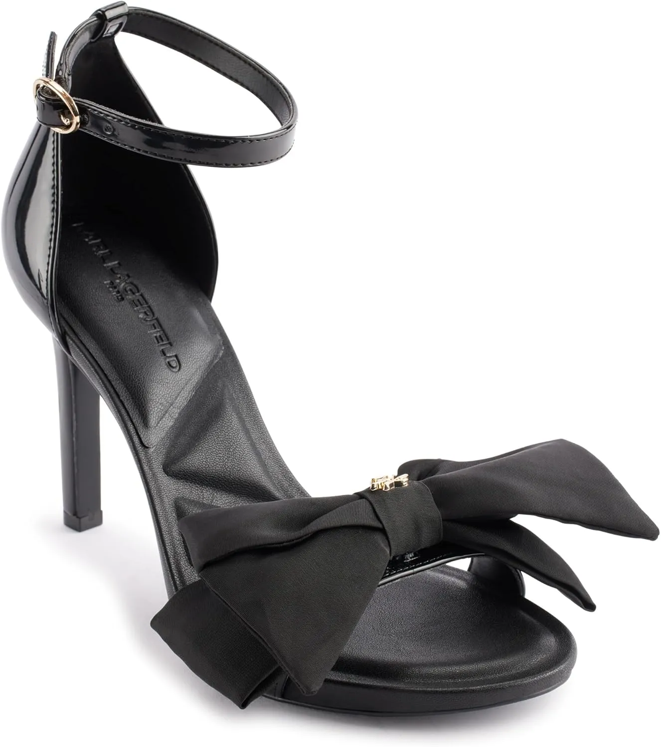 KARL LAGERFELD womens Kenz Bow Evening Ankle Strap Heeled Sandal