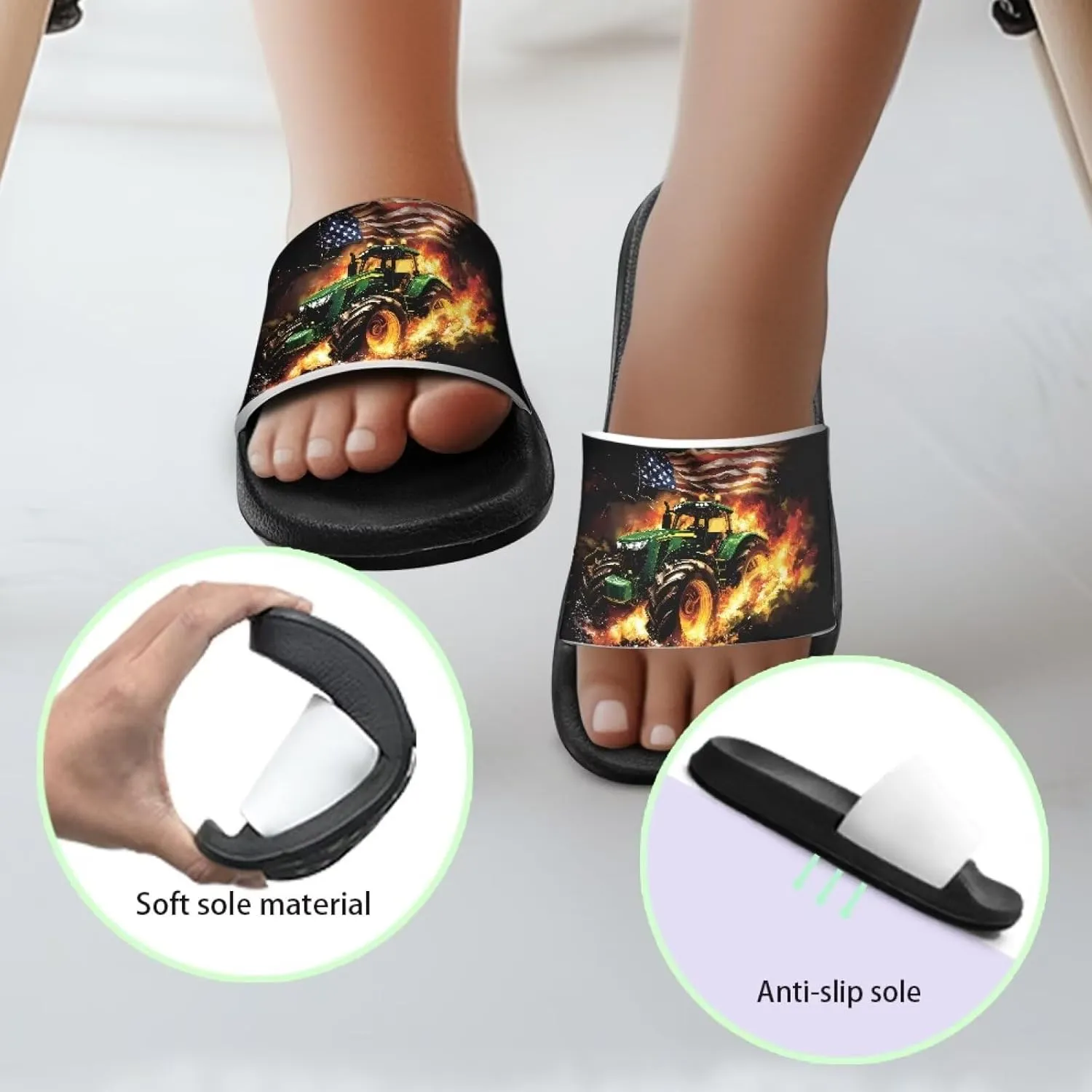 Kids Lightweight Soft EVA Non-Slip Slides Open Toe Comfy Sandals for Boys Girls Children Bathroom Shower Summer Pool Beach Slippers