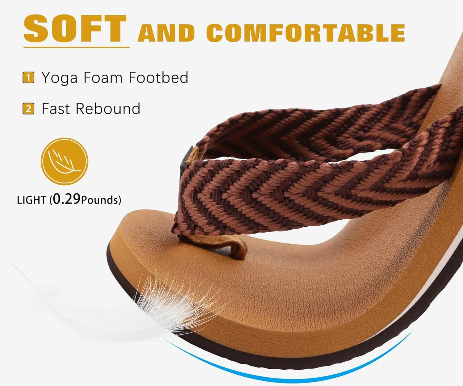 KuaiLu Men's Leather Flip Flops Arch Support Summer Beach Pool Water Thong Sandals Waterproof Rubber Walking Shoes